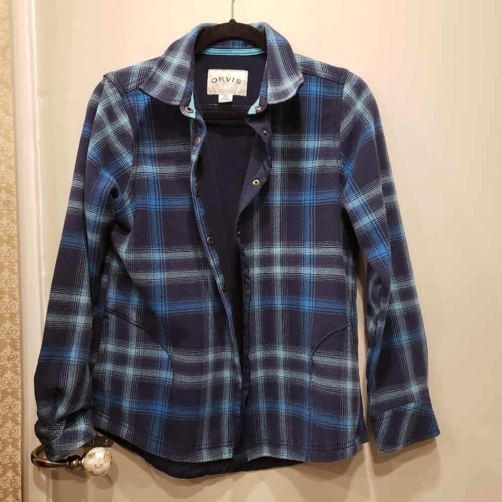 Sz Medium Orvis Classic Collection Fleece-lined Snap-up Flannel Shirt Shacket